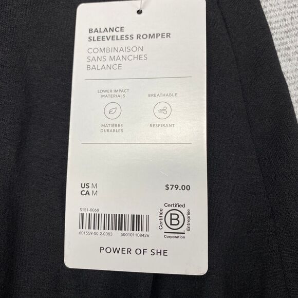 Athleta Balance Sleeveless Romper Black Womens Size Medium MSRP: $79 - Picture 3 of 16